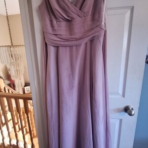David's Bridal Lilac Ruched Bodice Maxi Dress
